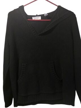 Lord & Taylor, Hoodie Sweater, Black Knit Hoodie Sweater